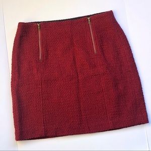 LOFT Maroon/Red Skirt with Double Zipper